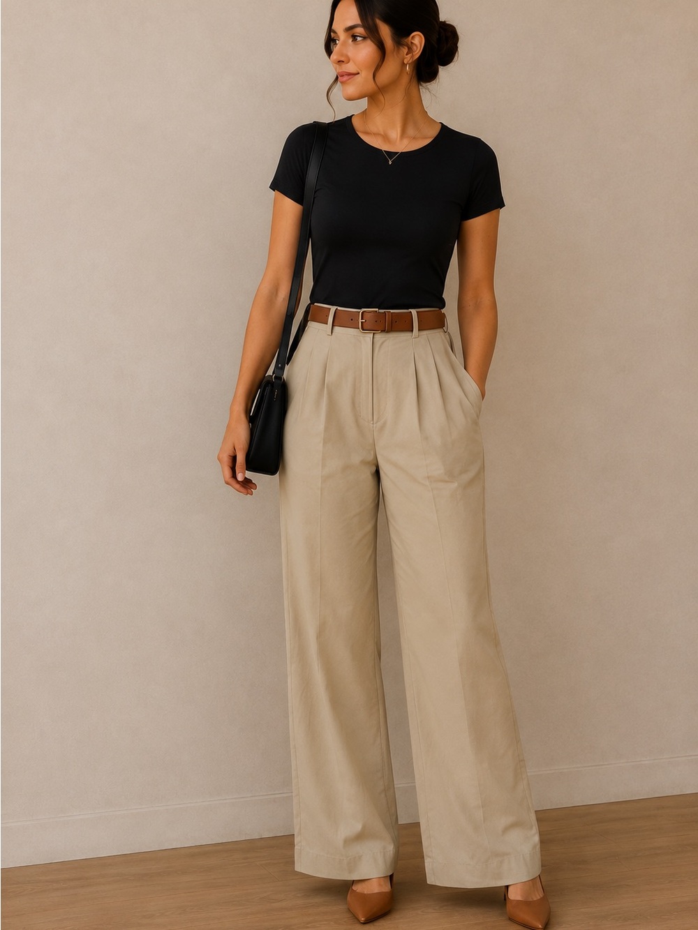 Piombo Women’s Khaki Tailored Casual or Dress Pants